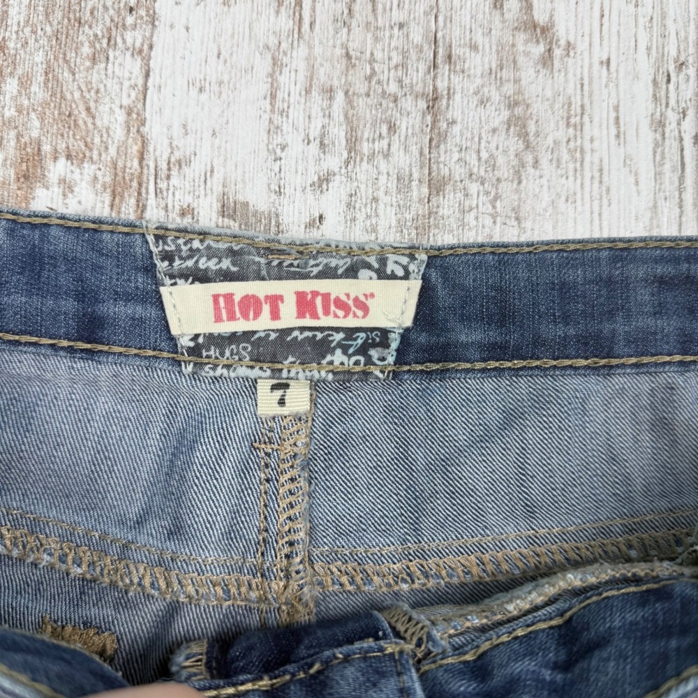 VTG Y2K Hot Kiss Cici Micro Shorts Sz 7 America Stars Low Rise 4th of July 2" - Picture 3 of 8